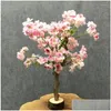 Fleurs décoratives Mini Styles Artificielle Fleur De Soie Cerisier Ornements Simation Plante Arbres Table Pour La Maison Décorations De Mariage Dhzs5