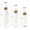 Garrafas de embalagem de vidro fosco frasco conta-gotas óleo essencial com olho e tampas de bambu por amostra frascos essência líquido cosmético gota de dhapj