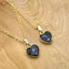 Pendant Necklaces NM15665 10Pcs Natural Gemstone Labradorite Gold Color Faceted Heart Shaped Chains 16-20inch