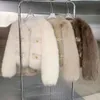 Damski lis futra sztuczny płaszcz zimowy w rozmiarze damski stojak obroży długoterminowy elegancki królicz