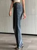 Kvinnors jeans Hight Street Y2K Vintage midjan Whshed For Women Bleached Scratched - Forgunroses