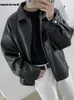 Herren Leder Kunstleder Mauroicardi Frühling Herbst Coole Luxus Kurze Schwarze Weiche Leichte Pu-Lederjacke Männer Reißverschluss Lässige Herren Jacken und Mäntel Mode 231011