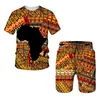 Erkek Trailtsits African Baskı Kadın T-Shirts Setleri Takım Giyim Giyim Hip Hop Eşleşen 2 PC Terzini 3D Spor Parçası Set Pantolon