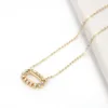 Pendant Necklaces 2023 Arrivals Hollow Out Small Oval Frame Inlay Multicolor Crystal Necklace For Women Girls Fashion Jewelry