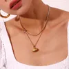 Pendant Necklaces Pearl Clam Necklace Water Resistant 316L Stainless Steel Women's Neck Chain 18K Gold Plated Accessories
