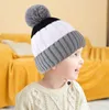 Novo bebê pom pom bola gorro infantil inverno quente malha boné criança multicolorido cabo slouchy fio de lã malha gorros chapéu