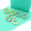 Klassisk bokstäver örhänge designer smycken guldörhängen silver rosfärger enkla öronringar för kvinnor party hoop accessoarer csg2310128-5