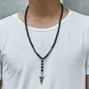 Chokers Tailxy Classic Pendant Necklace For Men Handmade 6mm Beads Jewelry Gift Drop 231012