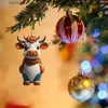 Décorations de Noël Ornement d'arbre de Noël Mignon Vache Highland Décoratif Ornement Suspendu Art Artisanat Cadeau pour Enfants Adultes T231012