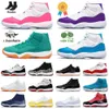 Jumpman 11 Basketball Shoes Cherry 11s Pink White Jade Blue Green Green Purple Grey Gray 11 Cap and Bred Concord with Box Womens Mens Trainers 36-47 Size 13