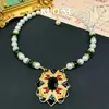 Chains Vintage French Light Luxury Enamel Rhinestone Glass Pearls Necklaces