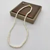 Pendanthalsband 4mm White Freshwater Pearl Necklace 14K Guldfyllda justerbara kedjepärlor med utsökt Choker Collier Perles Perlas Women 231012