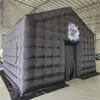 Barraca cubo inflável preta, 4.8x4.8x3.6m, festa, discoteca, barracas quadradas, balão de casa de ar inclinado com adesivo, capa de porta