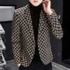 Herrenanzüge Blazer Herbst Winter Herren Anzugjacke Luxus Mode Persönlichkeit Anzug Passform Freizeit Komfort Klassisch Plaid Britische Mode Blazer Mantel 231011