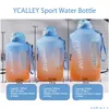 Water Bottles Ycalley Sport Bottle Reminder Sile Sith St Waterbottle Items Fitness Big 1500Ml / 2300Ml 3800Ml Drop Delivery Home Gar Dhhde