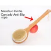 Bath Brushes Sponges Scrubbers Body Long Handle Back Scrubber Remove Callus Shower Bath Bristles Natural Bamboo Dry Skin Wood 231012