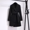 Abiti da donna Blazer Blazer Donna Primavera Moda Abbigliamento donna Completo Gonna Giacca Cintura Vita Abito sottile Blazer da donna Cappotto lungo Blazer neri 231011