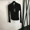 Chemise à Base Slim avec lettres brodées pour femmes, hauts à boutons de styliste, chemisier à manches longues, vêtements en tricot