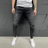 Jeans voor heren Herenmode Verfdruk Gescheurd mager patchwork Slim Fit Biker-potloodbroek Hiphop Mannelijke casual denim Trouses2723