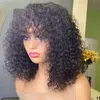 Perucas sintéticas curto bob encaracolado perucas de cabelo humano ombre brasileiro remy perucas de cabelo com franja completa máquina feita 180% densidade perucas para mulheres negras 231012