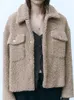 Kadın Ceketleri Kadınlar İçin Katı Polar Yoklu yaka uzun kollu Flaps Cepleri Önce Düğme Katlar Moda Sıcak Kış Çıkışları 231011