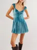 Casual Dresses Women S Summer Velvet Sleeveless Dress Solid Color Sweetheart Neck Mini Pleated A-Line