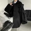 Men's Wool Blends Gmiixder Streetwear Woolen Coat 2023 Autumn Winter Minority Lapel Jacket American Retro Loose Casual Asymmetrical 231011