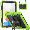 For iPad 10.9 10th Air4 Air5 Pro 11 inch Kids Shockproof Cases Rotating Stand Hand Strap Cases Heavy Duty Hybrid Full-body Protective Cover with PET Film +Shoulder Strap