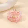 Bracelets tissés à la main pour femmes et filles, chaîne à breloques marguerite rose transparente, bijoux cadeau