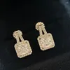 Stud Earrings High Quality 925 Sterling Silver Square Four Claw Pagoda Cutting Ear Studs For Women Luxury Fine Jewelry