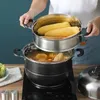 Chaudières doubles 28 cm en acier inoxydable deux trois couches épaisses marmite à vapeur soupe vapeur marmites de cuisson universelles pour cuisinière à induction cuisinière à gaz