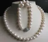 Kedjor Elegant Vackra 9-10mm White Pearl Necklace Armband örhängen