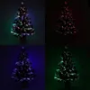 Decorações de Natal 24 Verde Pré-iluminado Mini Fibra Óptica Mesa Árvore de Natal Artificial com Luzes LED Base Dourada Árvore de Mesa de Natal T231012