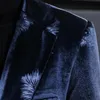 Mélanges de laine pour hommes, manteau chaud en velours imprimé bleu Royal, veste d'hiver de styliste pour hommes, tendance, coupe cintrée, longue et pour 231011