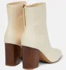 Botas de tornozelo femininas de inverno bloco italiano salto alto couro de bezerro ponta pontiaguda com zíper em ambos os lados moderno elegante vestido de noiva festa EU35-40