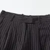 Women's Shorts 2023 Fashion Casual Pinstripe Loose Retro High Waist Zipper Pleated Design Mujer