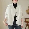 Vestes pour femmes Veste Printemps et Automne 2023 Lâche Grande Taille Casual Polyvalent Col Rond Simple Boutonnage Mince Manteau Matelassé Top 3131