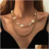 Barocco simulato collane di perle donne Toggle catena dichiarazione collana girocollo per la moda 2021 gioielli di tendenza Dhgarden Otwkl