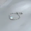 Bagues de cluster 925 Sterling Silver AB Coloré Gemstone Round Perle Bague Simple Dainty Stacking Link Chaîne pour Femmes Filles Cadeaux Bijoux