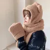 Écharpes Mignon Ours Oreille Chapeau Écharpe Gants Ensemble Hiver Femmes Bonnets Casquettes Chaud Casual Chapeaux En Peluche Solide Polaire Fille Kawaii Présent 231012