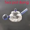 Großhandel Kreative Teekanne Shisha MINI Bunte protable Glas Wasser Dab Rig Bong Rohr zum Rauchen Shisha Bubbler W/ICE Catcher Bongs