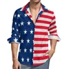 Chemises décontractées pour hommes Drapeau américain Graphique hawaïen imprimé Hommes Mode Beach Summer Blouse Vêtements de revers