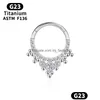 Anneaux de nez Goujons Septum Piercing CZ Anneau de nez Charnière Segment Clicker Femmes Industriel Titane Tragus Cartilage Boucles d'oreilles Bijoux de corps Dhgt4