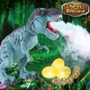 Electric/RC Animals Large Electric Dinosaur Toys Walking Jet Dinosaur World with Mechanical Voice Tyrannosaurus Rex Luminous Egg Children Baby Gifts 231012