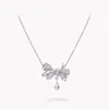 Kedjor Klassisk lyxig mode Original 925 Sterling Silver Butterfly Diamond Necklace for Women Party Wedding Present