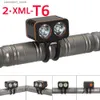 Lampy na głowie Latarka do roweru 2400LM 2X XML T6 LED PRZEDNIE LIKOWANIE RUKILKI Ultra ognia światło rowerowe Lampa tylna ogon Light Q231013