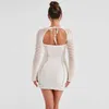 Casual Jurken Townlike Breien Slanke Bodycon Jurk Vrouwen Strapless Mini 2023 Herfst Winter Backless Nachtclub Sexy Party