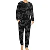 Pyjama chauve-souris noir pour hommes, 2 pièces, ensemble quotidien, Animal blanc, mignon, manches longues, conception de nuit, costume de maison, grande taille