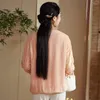 Vestes Femmes Haute Qualité Automne Style Chinois Rétro Gland Simple Boutonnage V-Col Top Exquise Broderie Lâche Femme Veste S-XXL