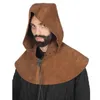 Scarves Viking Retro Dark Hood Cape Gothic Sleeveless Hoodie PU Leather Cape Thickened Medieval Cosplay Costume Cosplay Prop Unisex 231012